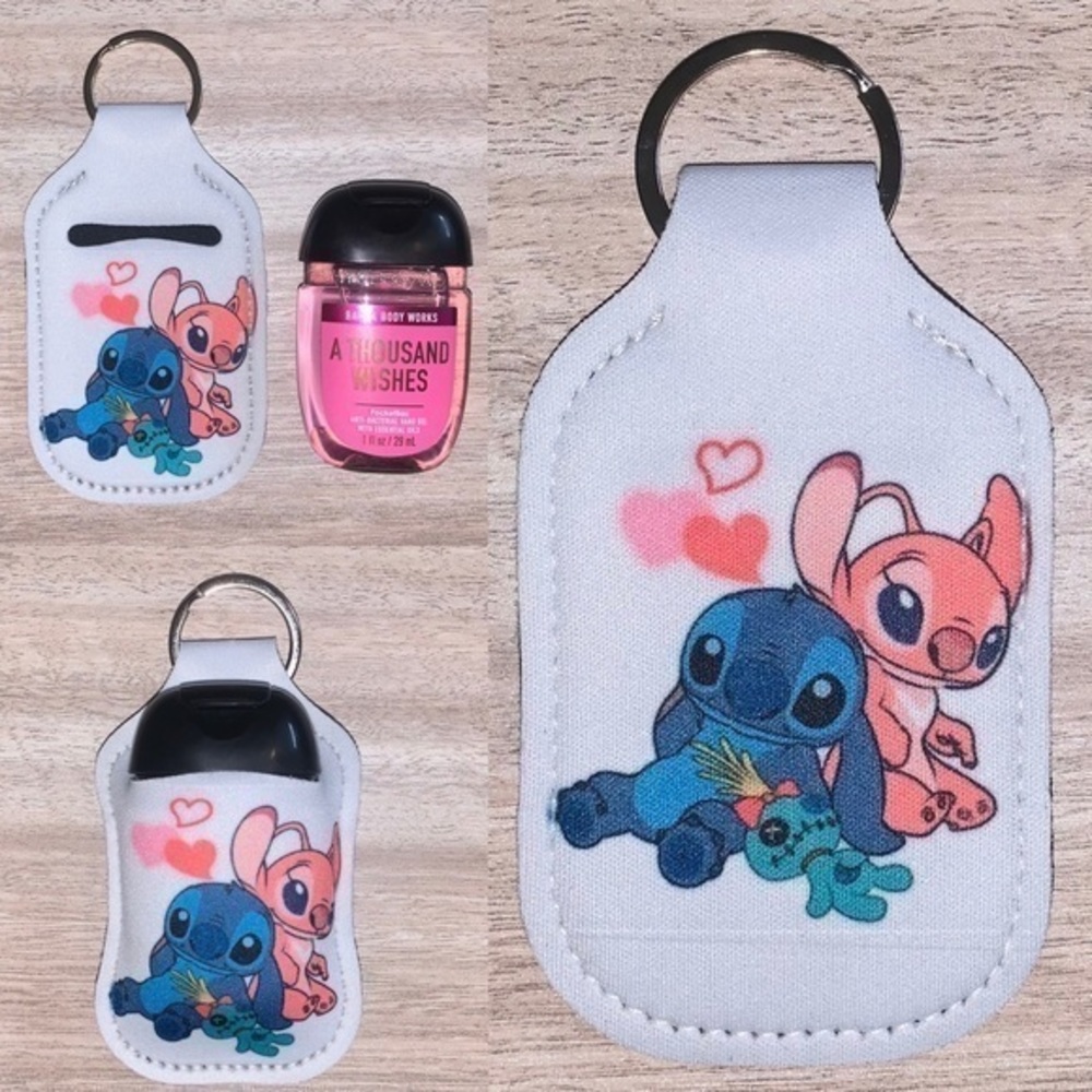 Disney stitch love hand sanitizer holder new